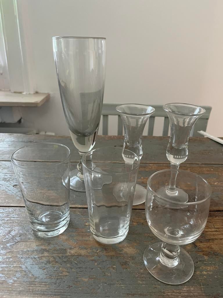 ANTIEKE FRANSE GLAZEN GLAS 6 STUKS, Antiek en Kunst, Antiek | Glas en Kristal, Ophalen of Verzenden