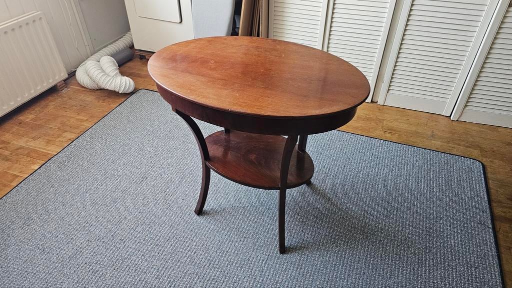 Mahonie bijzettafel - Ovaal met 2 bladen, Antiek en Kunst, Antiek | Meubels | Tafels, Ophalen
