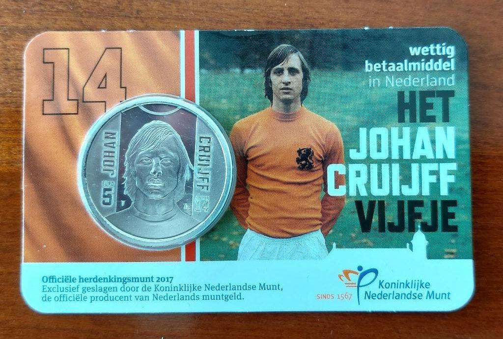 5 euro 2017 Johan Cruijff in coincard, Ophalen of Verzenden, Koningin Beatrix, Euro's