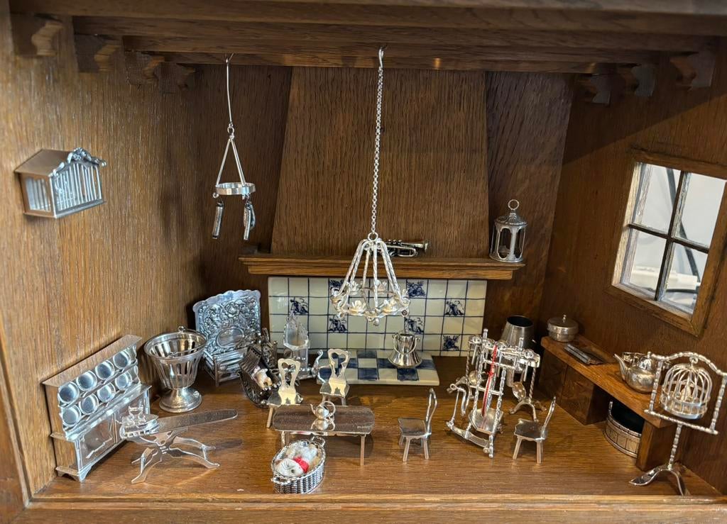 Zilveren miniaturen poppenhuis antiek miniatuur zilver, Antiek en Kunst, Antiek | Goud en Zilver, Verzenden, Zilver
