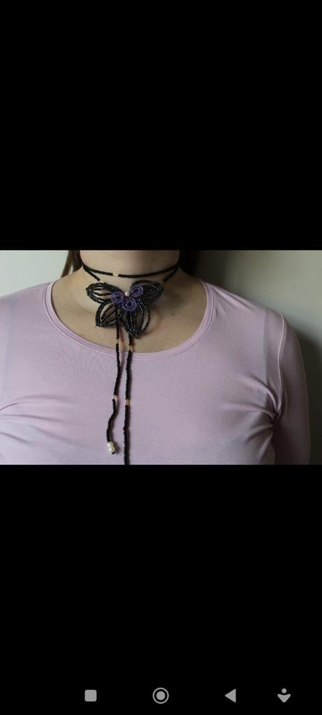 Handgemaakte bloem wikkel kettingen, Sieraden, Tassen en Uiterlijk, Kettingen, Overige materialen, Verstelbaar, Verzenden, Zwart