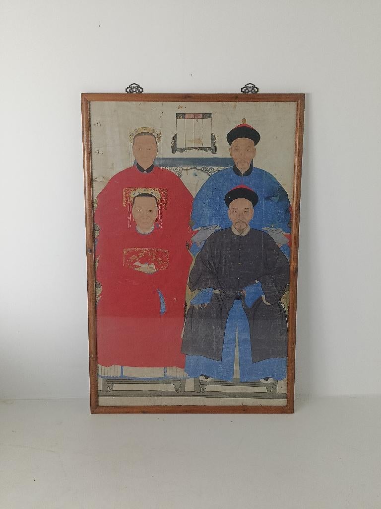 Chinese Ancestrale Portret uit de Qing Dynastie, Ophalen of Verzenden
