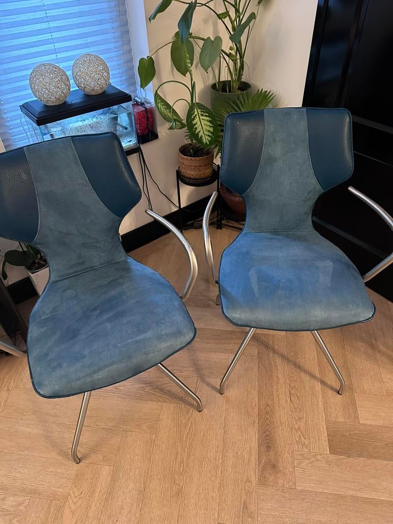 2 blauw stolen merk xoooc te koop, Ophalen, Gebruikt, Twee, Blauw