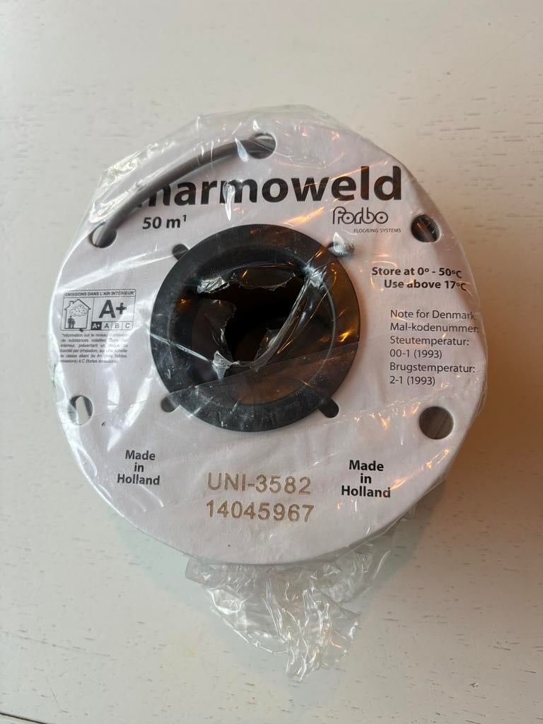 Marmoleum lasdraad Marmoweld grijs., Doe-het-zelf en Verbouw, Vloerdelen en Plavuizen, 50 tot 150 cm, Ophalen of Verzenden, Zo goed als nieuw