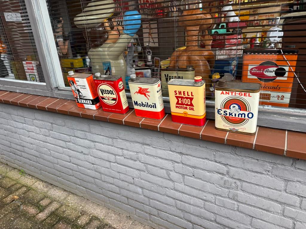 Mooie oude zeldzame garage olie blikken, Verzamelen, Gebruikt, ., ., .