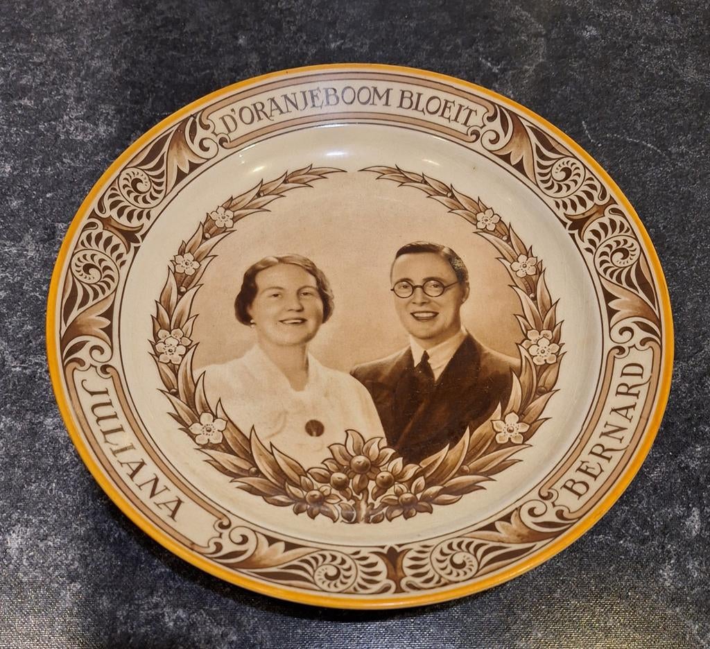 Herinneringsbord Juliana & Bernhard - 1936, Antiek en Kunst, Ophalen of Verzenden