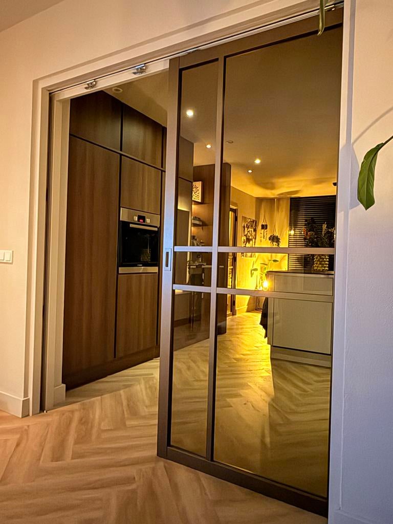 Arne & Bodil Schuifdeur Bronskleurig Glas, Ophalen, 80 tot 100 cm, Binnendeur, Schuifdeur