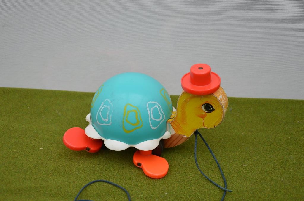 Vintage Fisher Price (trek)schildpad “Tippy Too Turtle 1962, Ophalen of Verzenden, Gebruikt, Duw- of Trekspeelgoed