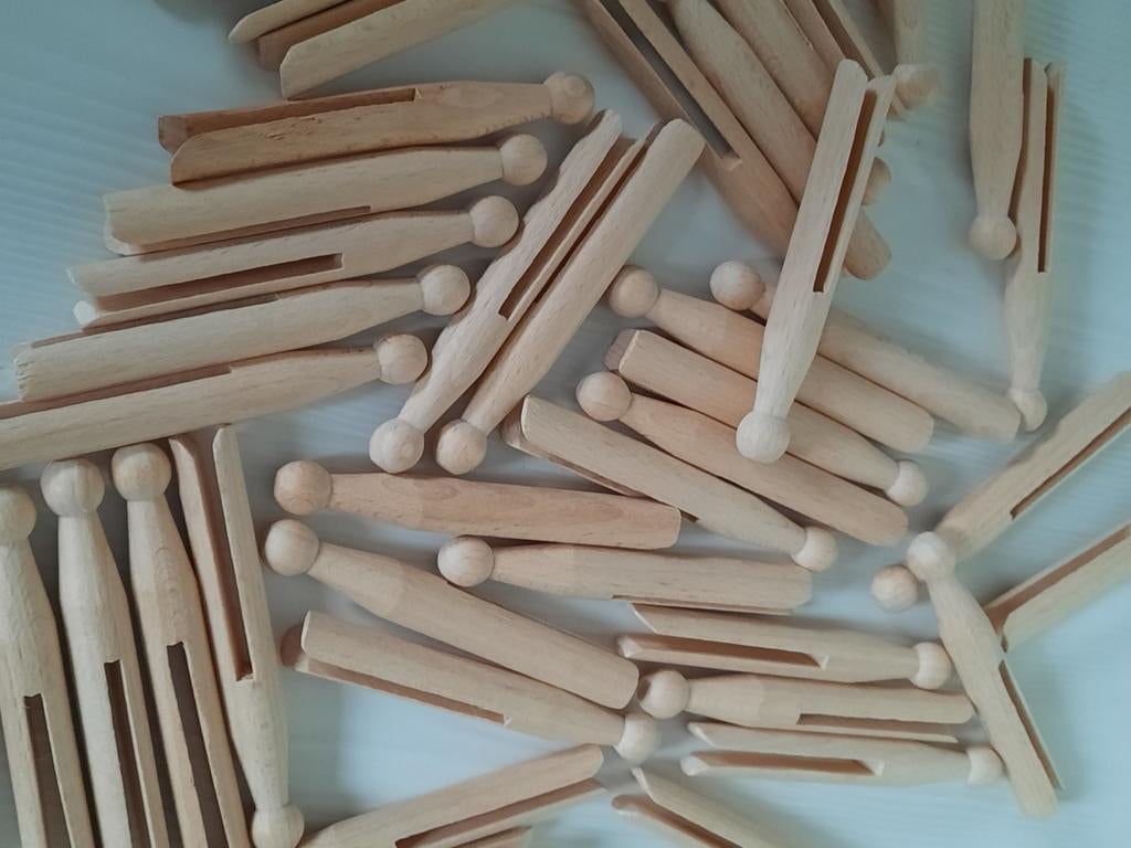 Set 46 x wasknijper hout oude brocante stijl - nieuw, Ophalen of Verzenden