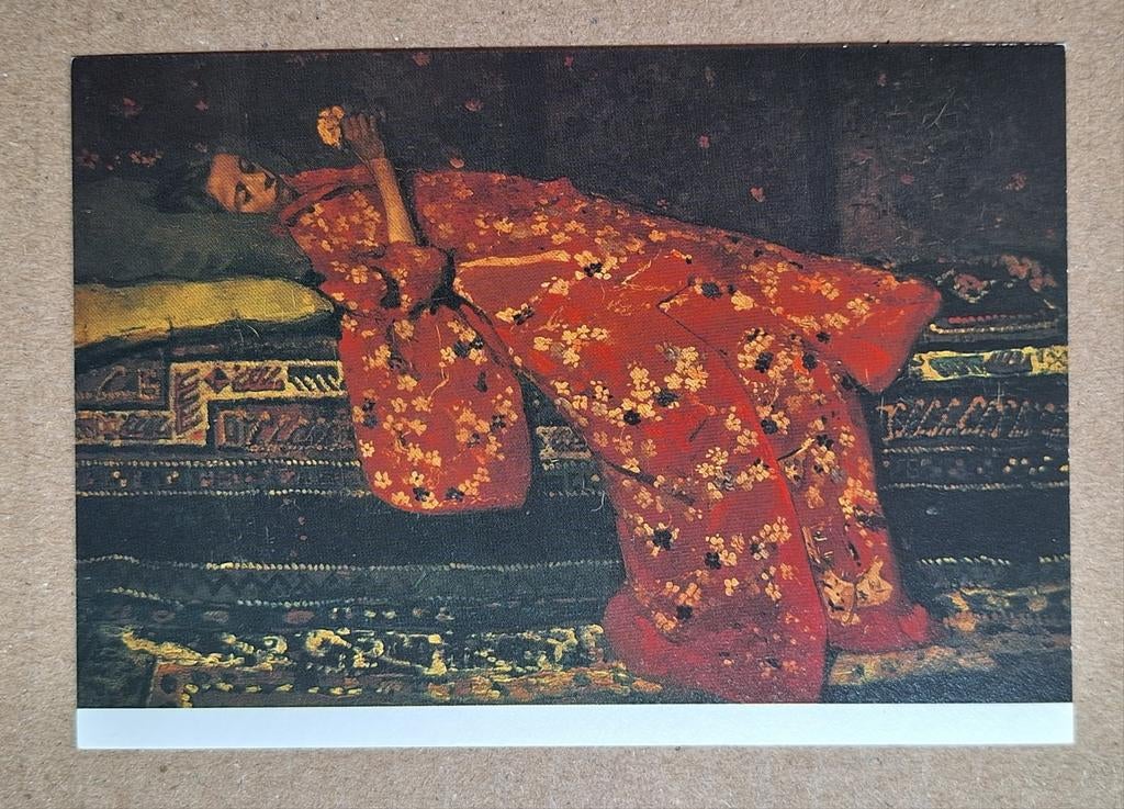 Breitner - De rode kimono, ca. 1893. Stedelijk, Amsterdam., Ophalen of Verzenden, 1980 tot heden, Ongelopen, Overige thema's