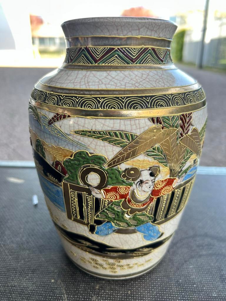 Bijna Antieke Japanse Satsuma vaas, 22 cm, Antiek en Kunst, Ophalen of Verzenden