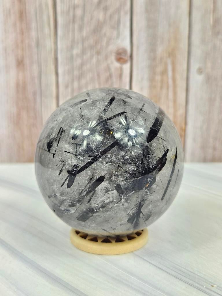 Zwarte toermalijn in kwarts bol, Verzamelen, Ophalen of Verzenden