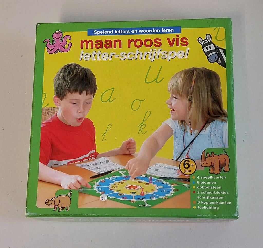 Maan roos vis letter schrijfspel, Ophalen of Verzenden, Zo goed als nieuw