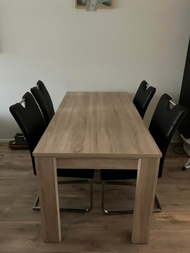 Jysk Eettafel 160x80 kleur licht eiken, Ophalen, 50 tot 100 cm, Zo goed als nieuw, 150 tot 200 cm