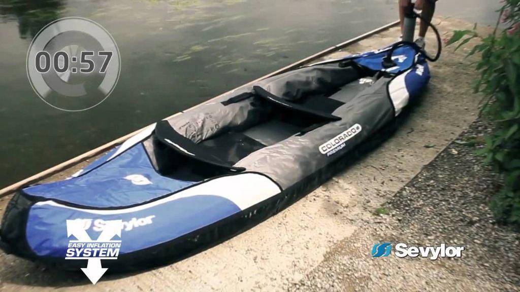 Opblaasbare Sevylor Colorado Kano met 3 zwemvesten+2 peddels, Ophalen, Overige typen, Twee personen, Gebruikt