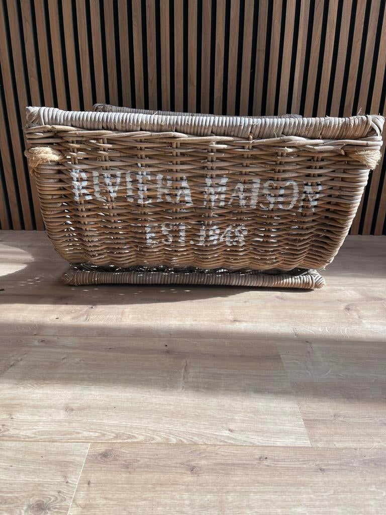 Rivièra Maison mand - Stijlvolle rieten opberger, Ophalen, Gebruikt, Mand, Riet