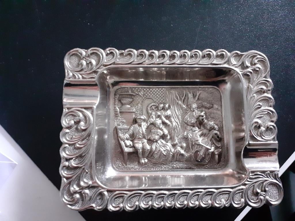 Vintage verzilverde asbak, Ophalen of Verzenden, Zilver