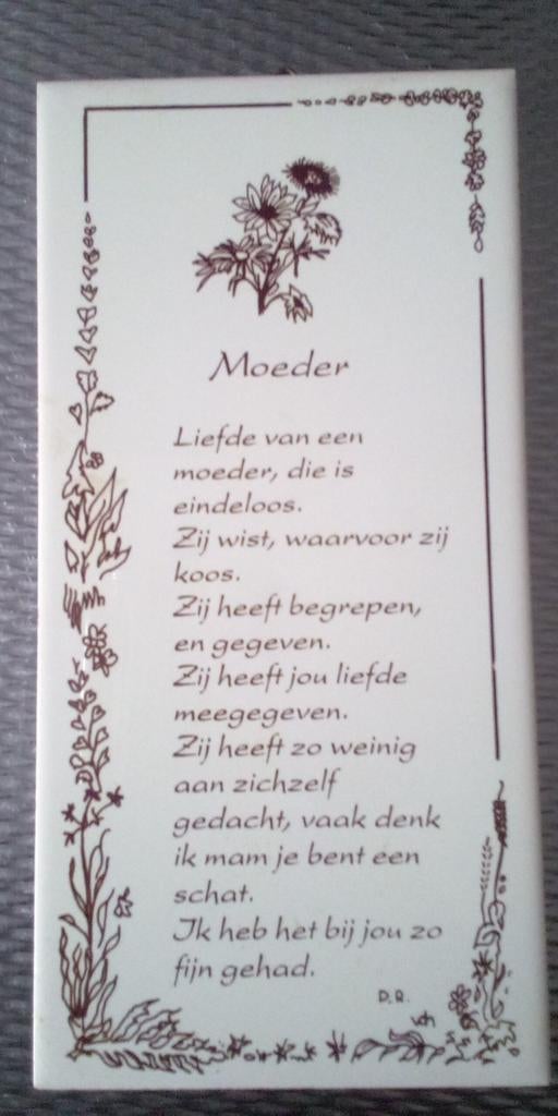 Tegelspreuk Moeder - Liefde van een moeder, Ophalen, Gebruikt