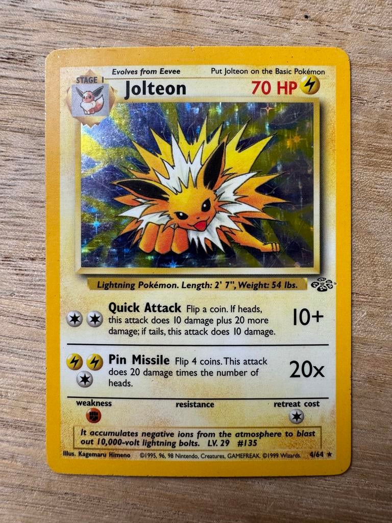 Pokémon Jolteon kaart 70 HP holo, Ophalen of Verzenden, Gebruikt, Losse kaart, Foil