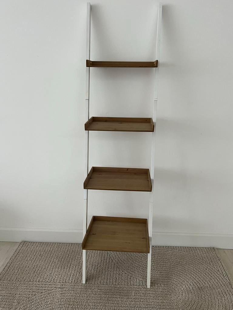 Stijlvolle ladderkast met 4 planken - wit/hout, Ophalen, Zo goed als nieuw