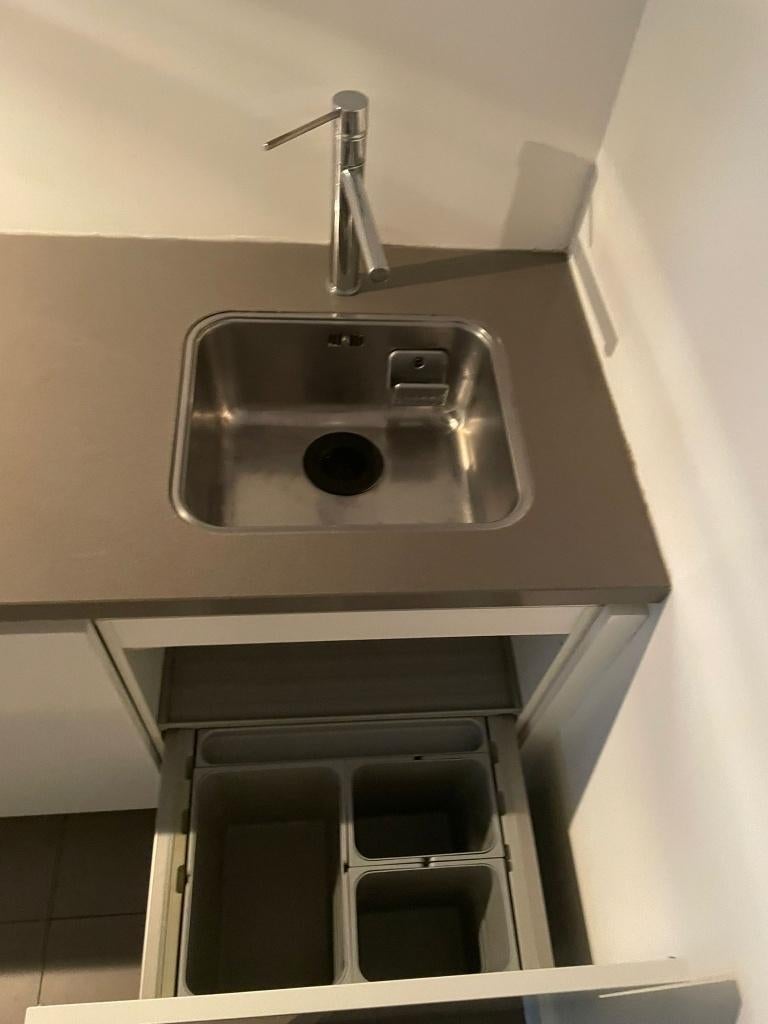 Dubbelwandige greeploze witte hoogglans keuken GEDEMONTEERD, Wit, Dubbelwandige keuken, Ophalen of Verzenden, Zo goed als nieuw