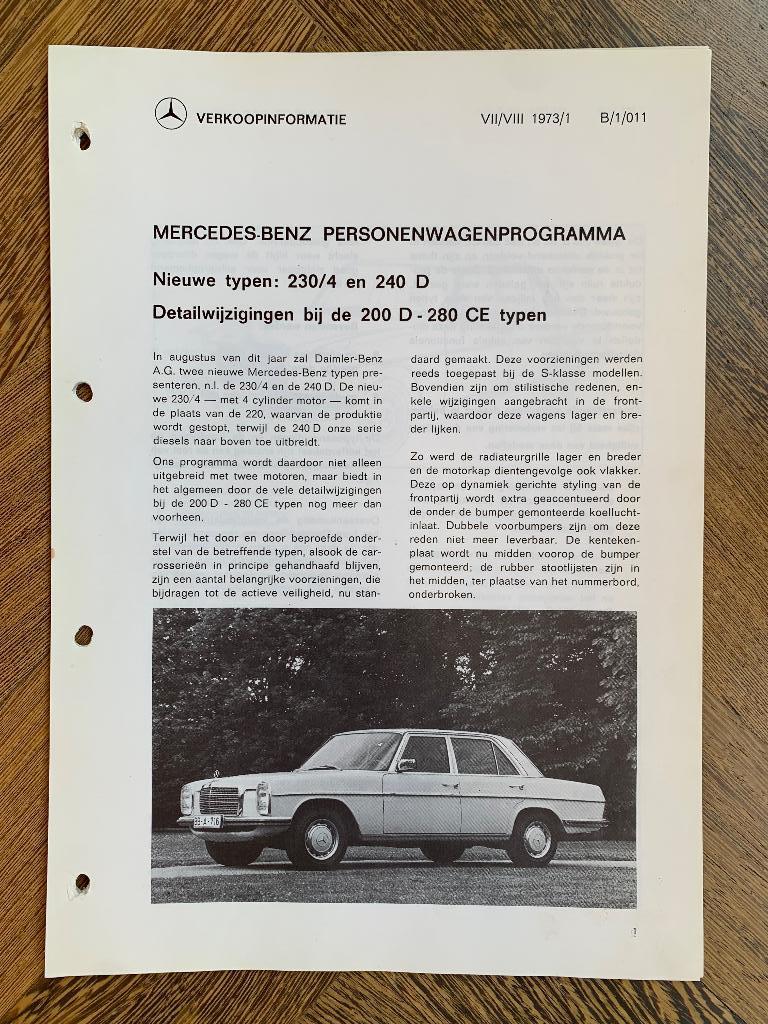 Product info Mercedes-Benz E-klasse W114 W115 facelift? 1973, Zo goed als nieuw, Mercedes-Benz, Mercedes, Ophalen of Verzenden