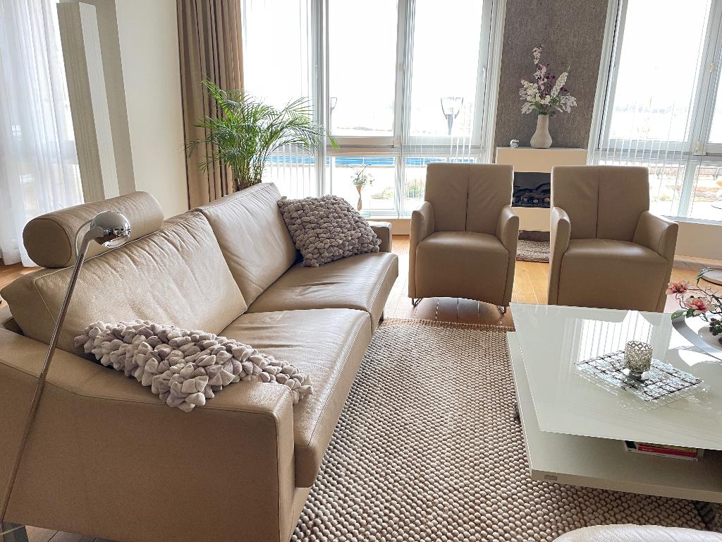 Leolux bankstel (bank/2 fauteuils/fauteuil/) leder Sahel, Ophalen, Gebruikt, Overige maten, Rechte bank