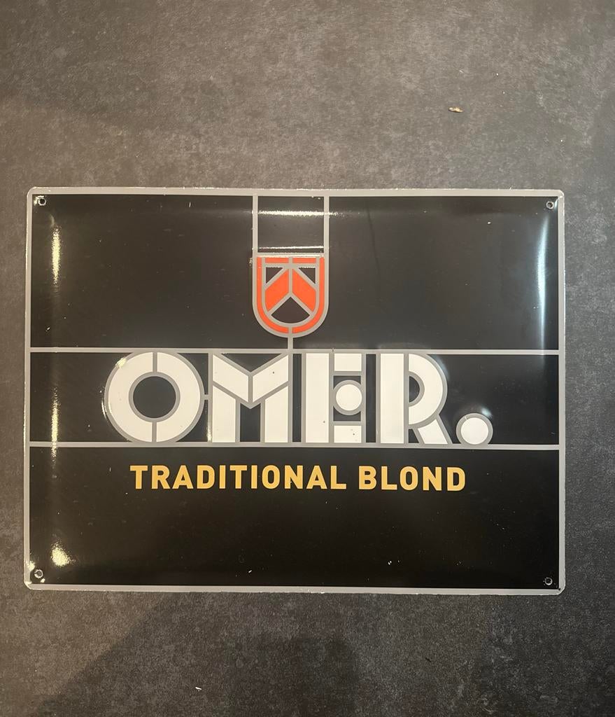 Reclamebord - Omer Traditional Blond, Verzamelen, Ophalen of Verzenden, Gebruikt, Reclamebord