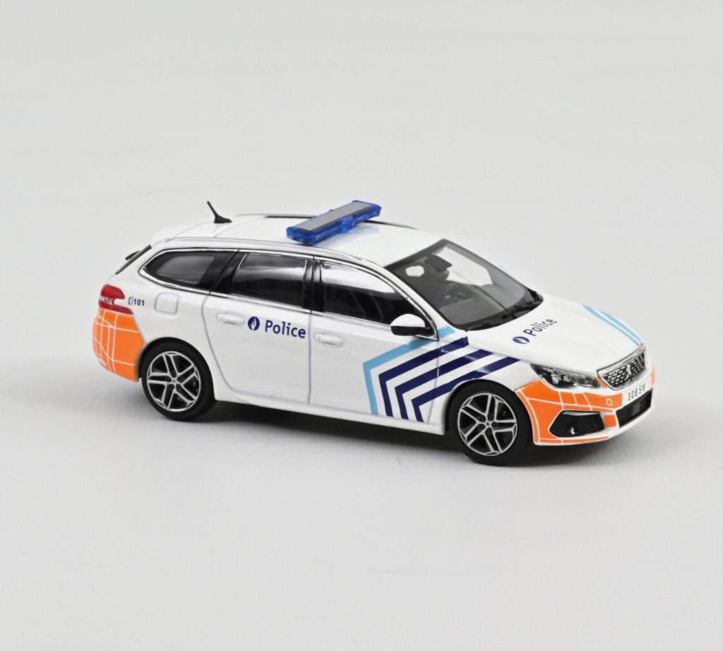 Peugeot 308 SW 2018 Politie Belgie 1:43 NOREV ref. 473945, Hobby en Vrije tijd, Modelauto's | 1:43, Verzenden, Nieuw, Auto, Norev
