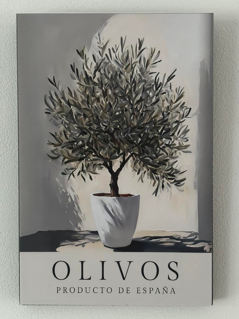 Canvas print op hout maat 20 x 30 olijfboom, Ophalen of Verzenden, Nieuw, Minder dan 50 cm, Schilderij