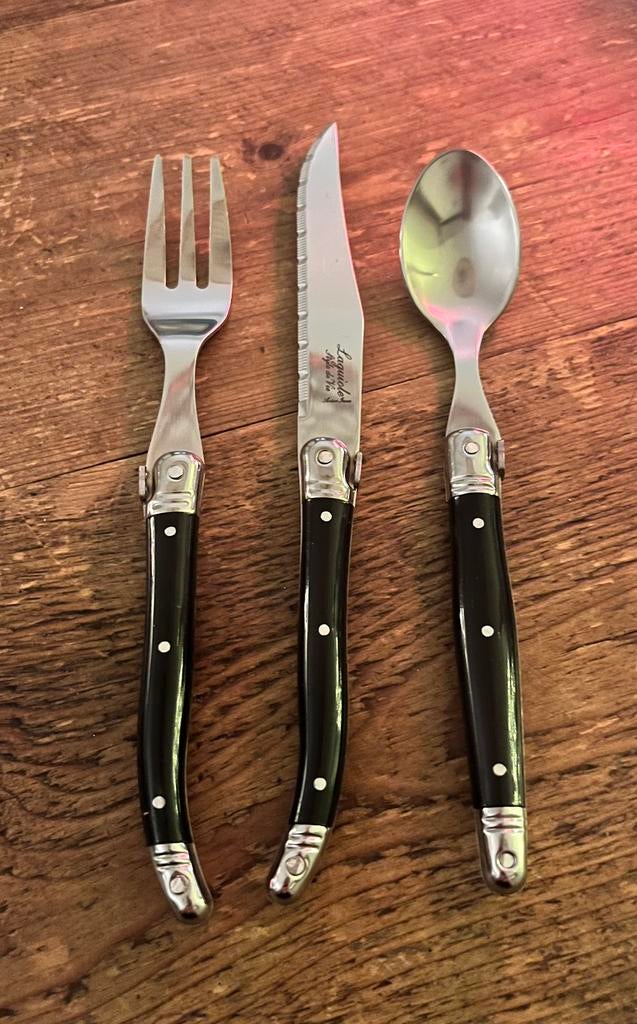 Bestek Laguiole zwart, Nieuw, Ophalen of Verzenden, Rvs of Chroom, Vaatwasserbestendig