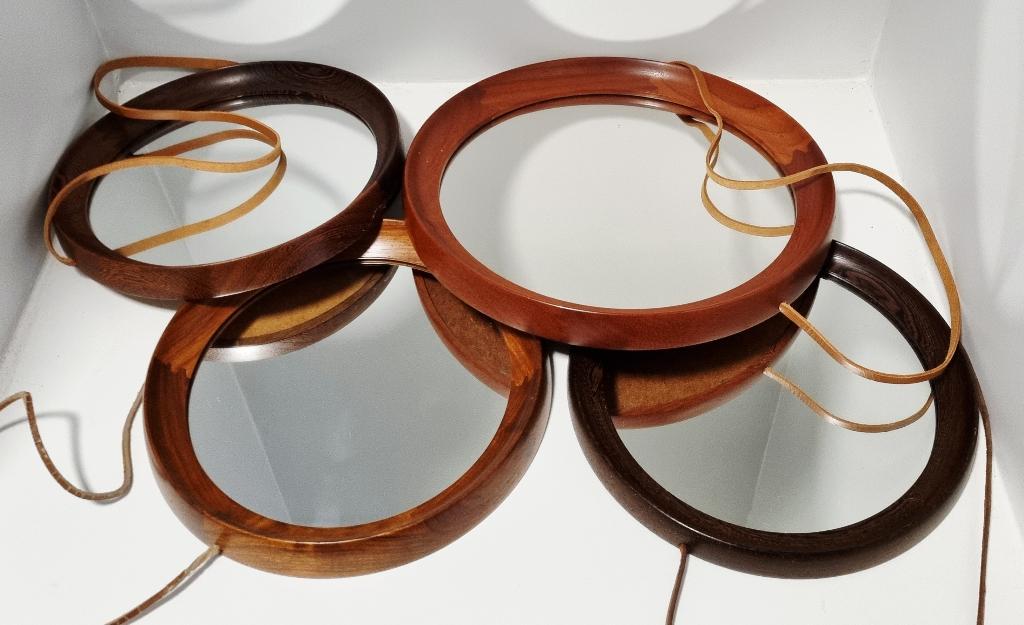 4 vintage Scandinavische spiegels - prachtig design!, Ophalen, Minder dan 50 cm, Gebruikt, Minder dan 100 cm