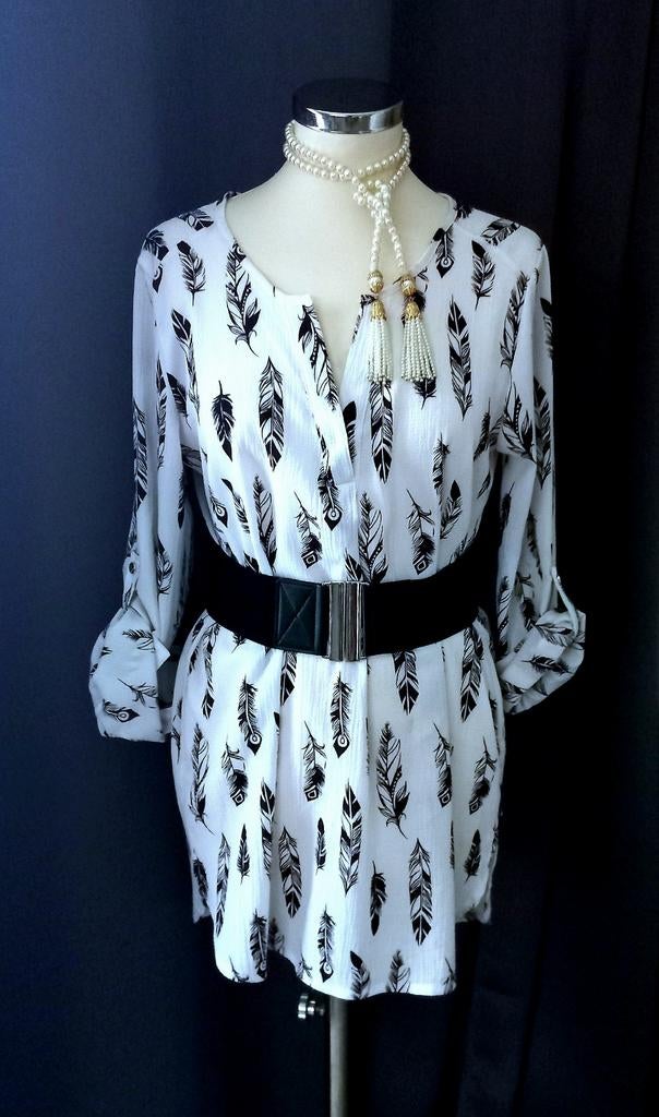 Zwart-witte tuniek. Maat 38, Ophalen of Verzenden, Zo goed als nieuw, Maat 38/40 (M), Zwart