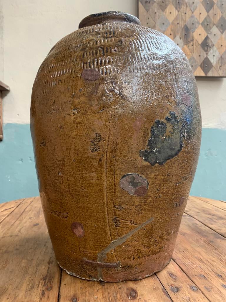 Prachtige grote aardewerken pot, vaas, wabi sabi., Ophalen