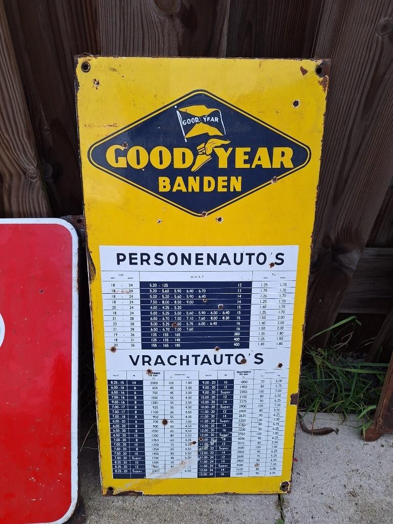 Emaille reclamebord Goodyear, Verzamelen, Merken en Reclamevoorwerpen, Ophalen of Verzenden, Gebruikt, Reclamebord