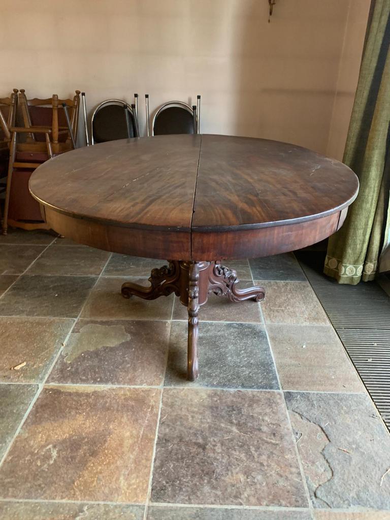 Antieke houten tafel (wortelnoten hout), Huis en Inrichting, Tafels | Salontafels, Ophalen, 50 tot 100 cm, Zo goed als nieuw, Minder dan 50 cm