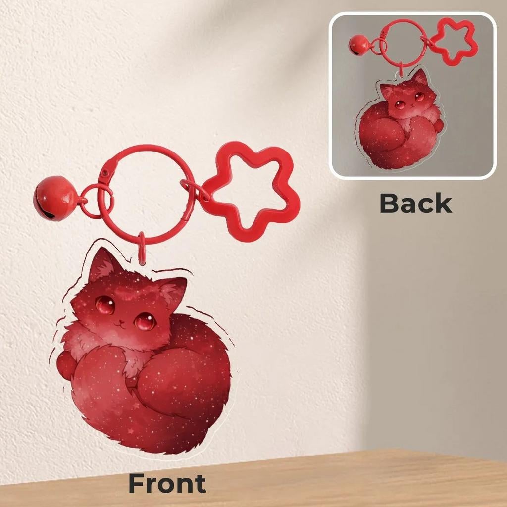 Galaxy Rode Kat/Kitten Sleutelhanger, Ophalen of Verzenden, Nieuw, Sticker