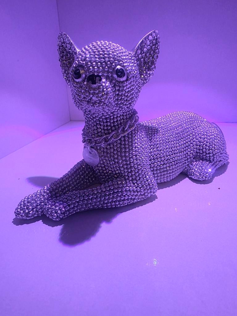 Decoratief Chihuahua Beeldje met Strass, Ophalen of Verzenden, Zo goed als nieuw, Overige materialen