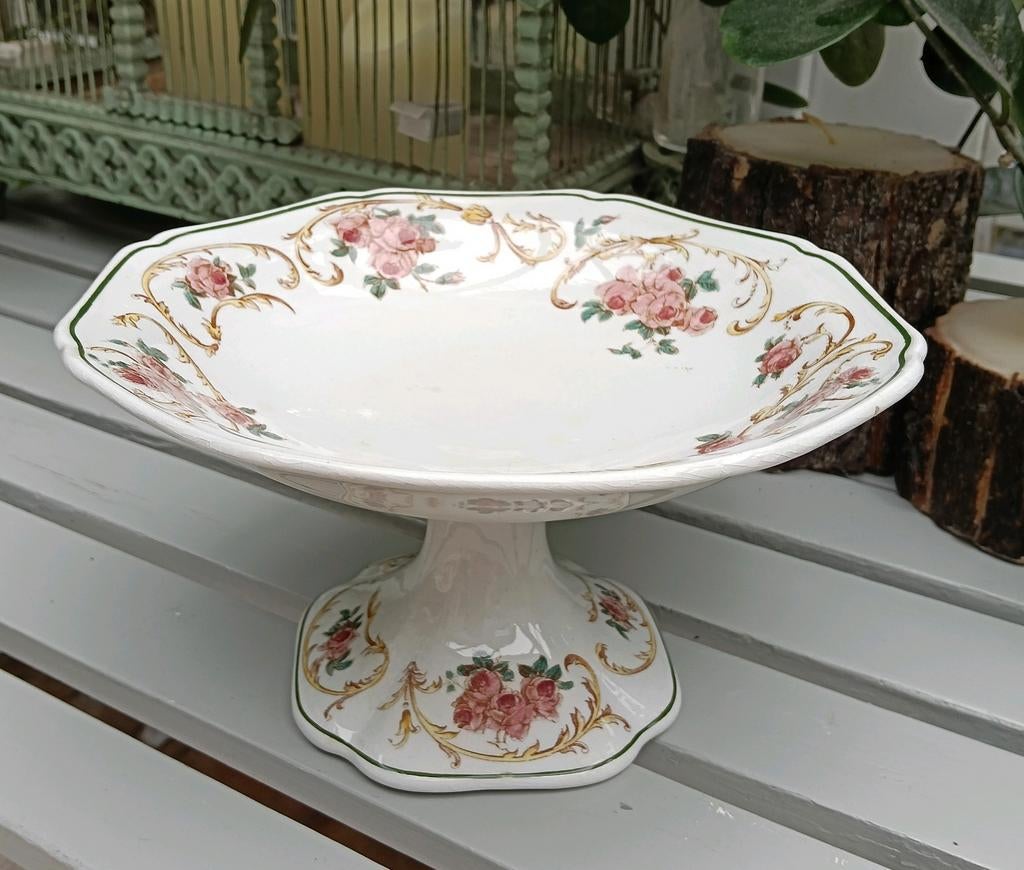 Zeldzame schaal op voet van Petrus Regout, Ophalen of Verzenden