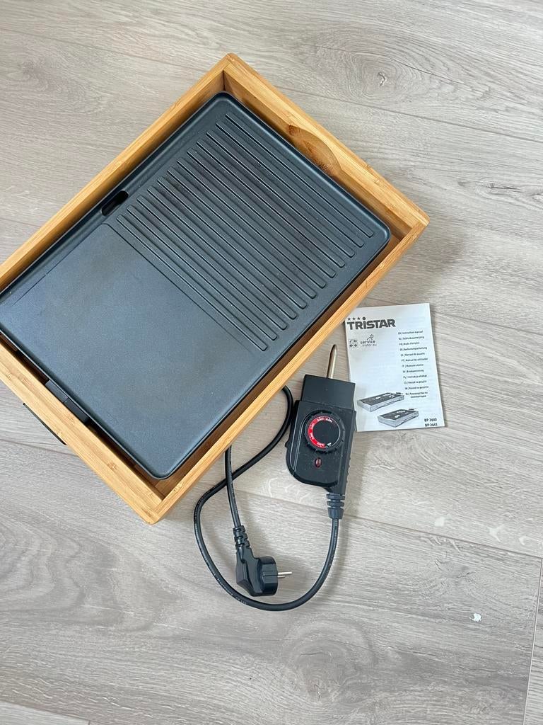 Grillplaat grill plaat bamboe gourmet grill apparaat Tristar, Ophalen of Verzenden, Zo goed als nieuw