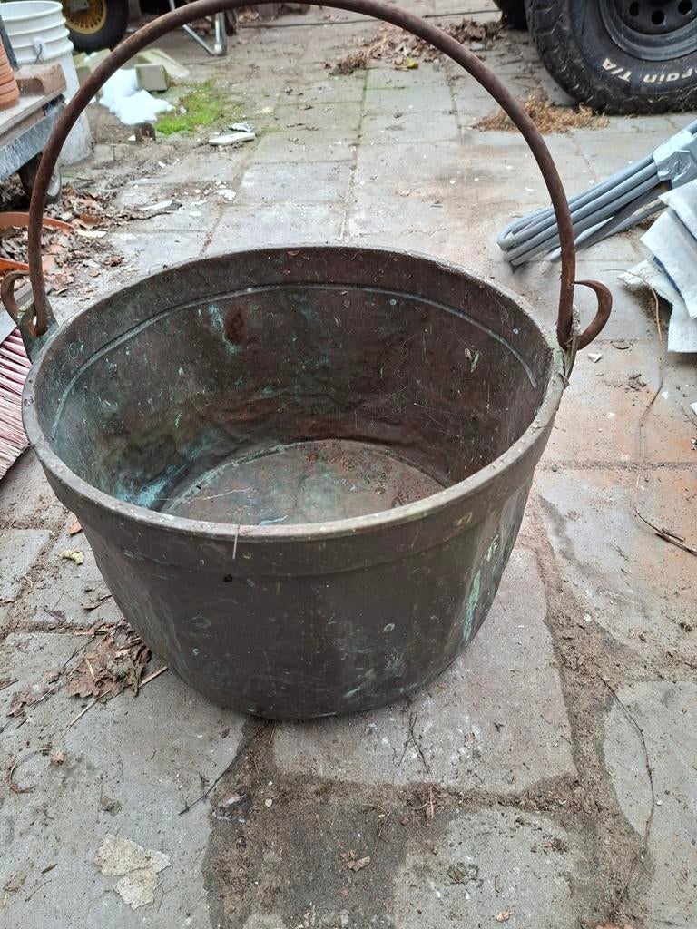 Oude koperen ketel., Tuin en Terras, Ophalen, Gebruikt, Minder dan 30 cm, Minder dan 60 cm