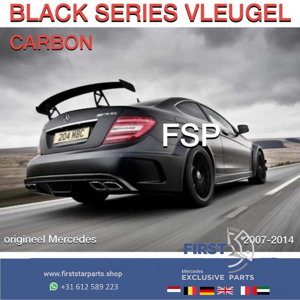 W204 C204 Mercedes C Klasse C63 AMG CARBON VLEUGEL BLACK SER, Gebruikt, Ophalen of Verzenden, Achter, -