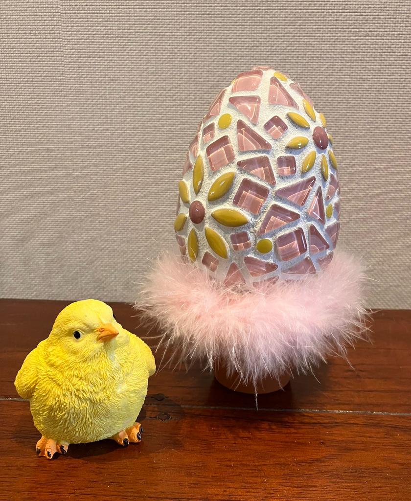 Mozaiek doe het zelf pakket paasei roze-geel, Ophalen of Verzenden, Nieuw