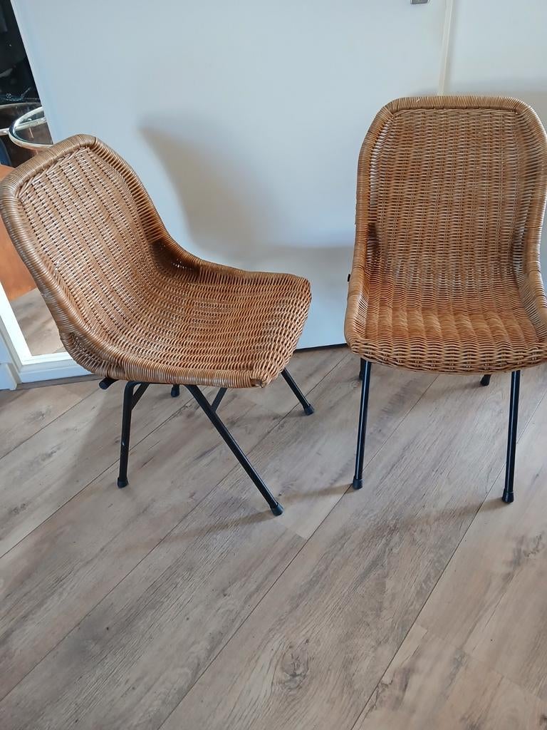 Twee jaren 60 noordwolde dirk sliedrecht stoelen, Ophalen of Verzenden, Gebruikt, Bruin, Twee