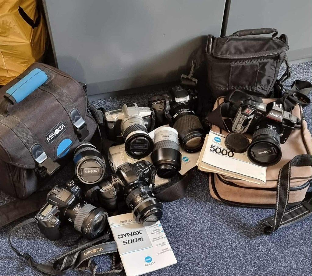5 x Minolta Dynax analoge camera met lenzen, Ophalen of Verzenden, Zo goed als nieuw, Spiegelreflex, Minolta