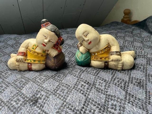 2 Boeddhistische figuren, Antiek en Kunst, Curiosa en Brocante, Ophalen of Verzenden