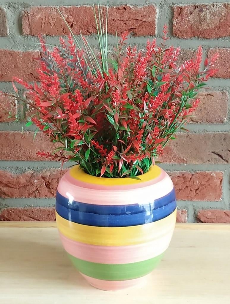 bolvaas meerkleur ringen, volgnr 31, Overige kleuren, Aardewerk of Porselein, Ophalen of Verzenden, Zo goed als nieuw