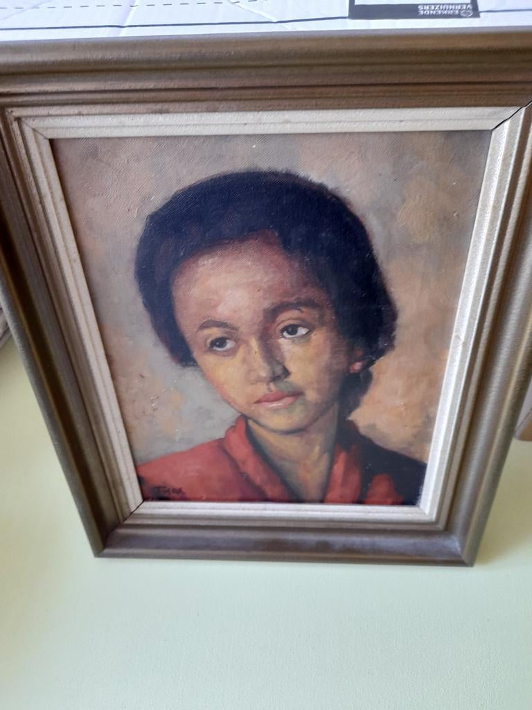 Schilderij Indische vrouw, Antiek en Kunst, Ophalen of Verzenden