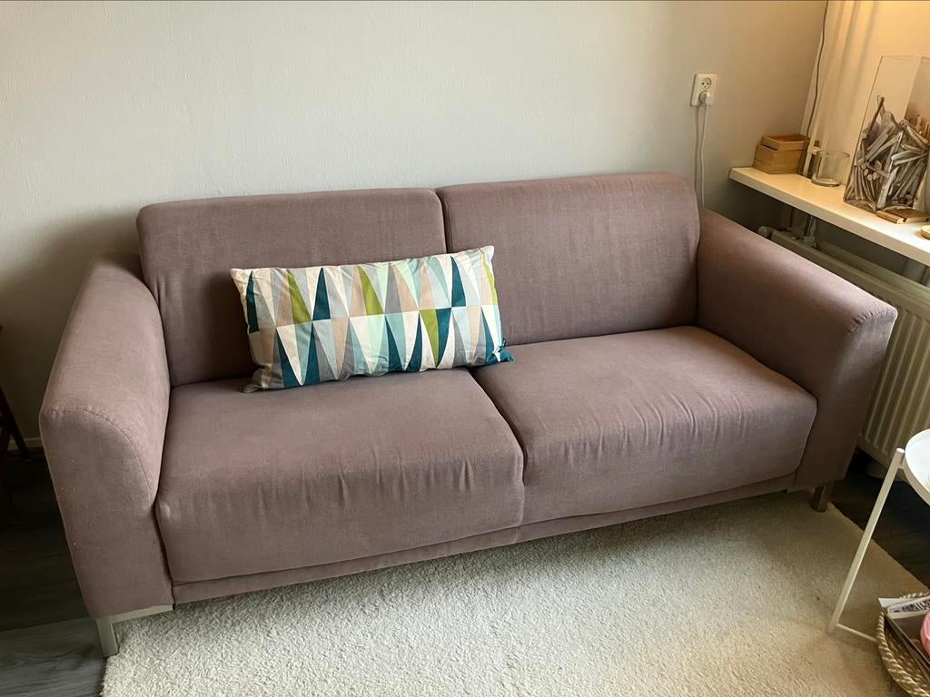 Nette Montèl bank 2,5 zits, taupe katoen/polyester, zgan., Overige maten, 75 tot 100 cm, Ophalen of Verzenden, Zo goed als nieuw