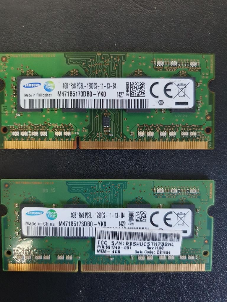 Samsung 4GB 1Rx8 PC3L-12800S-11-13-B4 DDR3, Computers en Software, RAM geheugen, Gebruikt, DDR3, Ophalen of Verzenden, Laptop